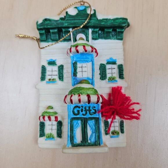 Christmas Village Ornaments 5 Holiday, Assorted Buildings 4" Tall Red Green - Picture 6 of 8
